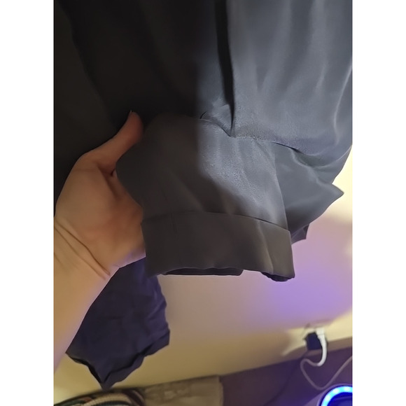 Vtg Jones NY Navy Blue 100% Silk Straight Leg Old Money Casual Pants Woman Sz 10 - Picture 4 of 6